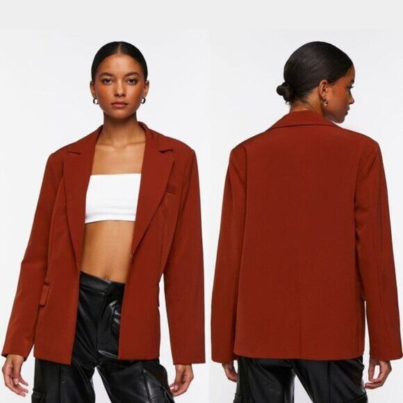Forever 21 Women's‎ Blazer Notched-Lapel Single-Breasted Coat Medium - Picture 1 of 6